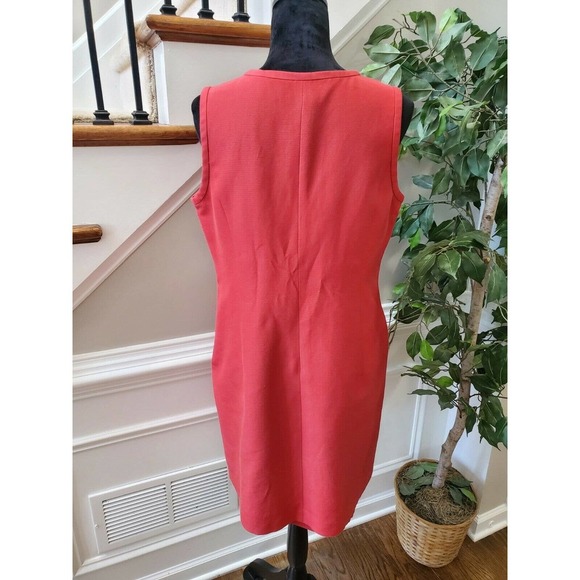 Talbots Women Solid Red Cotton Round Neck Sleeveless Knee Length Dress Size 14P - Picture 9 of 12